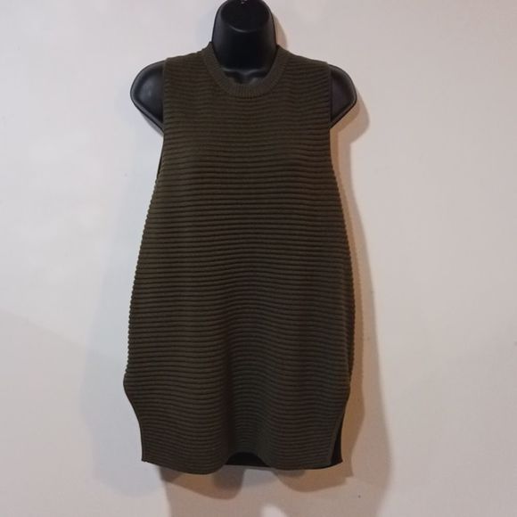 Topshop army green ribbed knit tank top size 10 - Picture 1 of 15